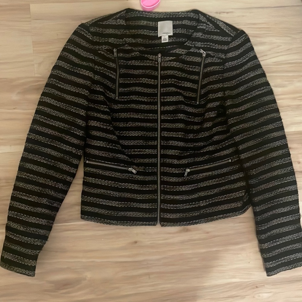Blazer fitted black and brown stripes